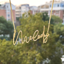 跨境熱銷新款銅鑲鑽定 制字母名字項鏈個性化字體吊墜男女禮物