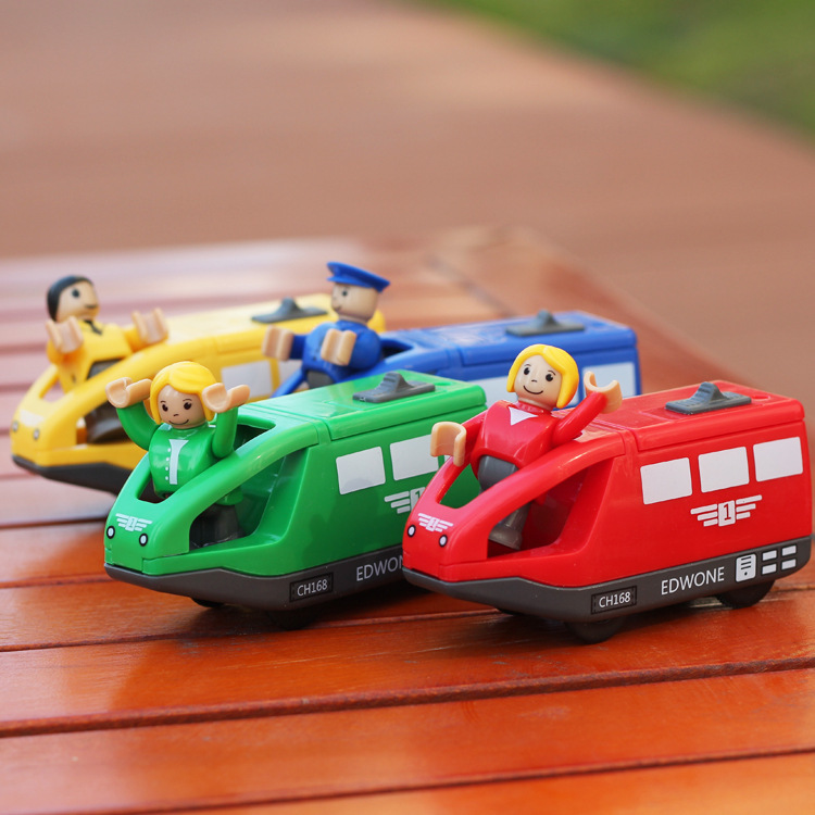 Suministro directo de fábrica locomotora eléctrica magnética para niños compatible con accesorios de tren de vía de madera juguete entrega de una sola pieza
