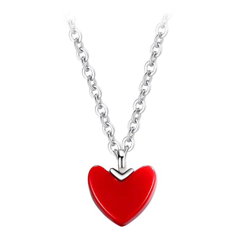 S925 plata corazón rojo collar de moda de las mujeres amor nicho diseño simple cadena de clavícula Internet celebridad mismo estilo collar venta al por mayor