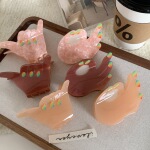 手势抓夹醋酸饰品发饰高级棕韩式发夹樱花粉鲨鱼夹日常通勤款饰品