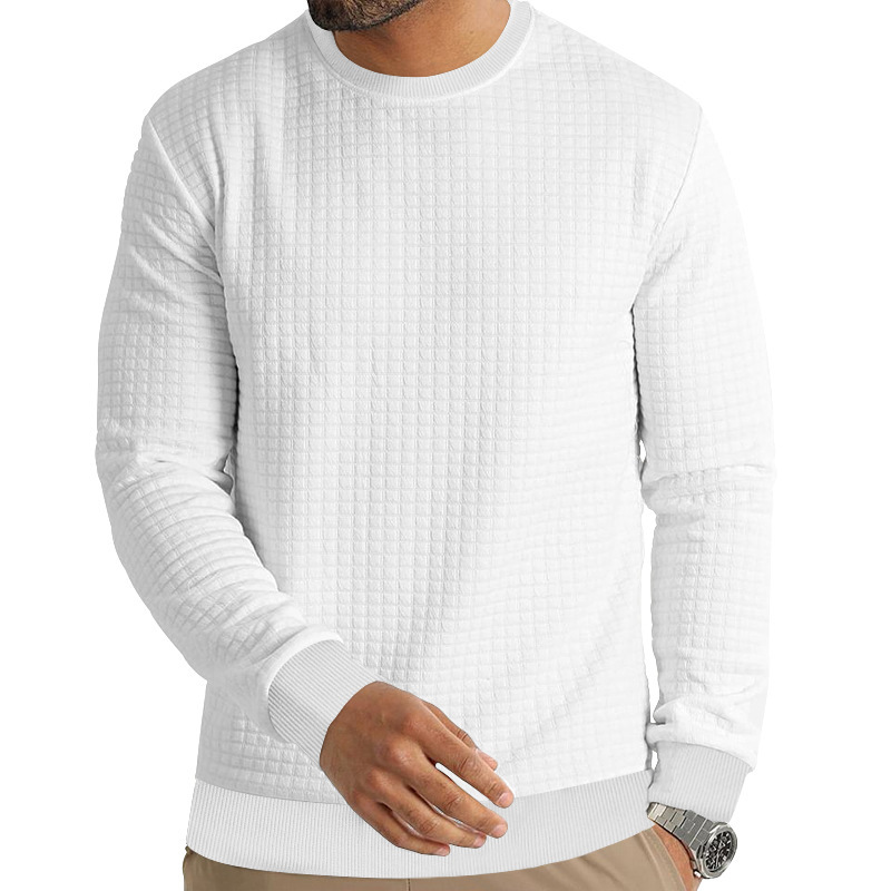 Long Sleeve Knitted T-shirt For Men Solid Colour Round Neck_voghion.com