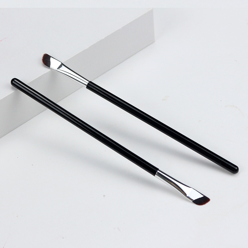 Sola cabeza plana ángulo oblicuo hoja maquillaje cepillo ojo esquina párpado hasta acostado gusano de seda cepillo de cejas cepillo ultra delgado en forma de hoz delineador de ojos cepillo