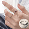 Retro fashionable ring, silver 925 sample, on index finger