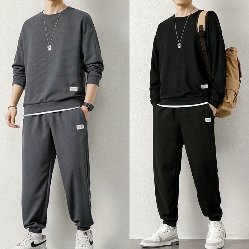 Мужской костюм-рубашка с длинным рукавом, лето-весна-осень 2025, тонкий вафельный, имитация двухслойной толстовки, верхняя одежда