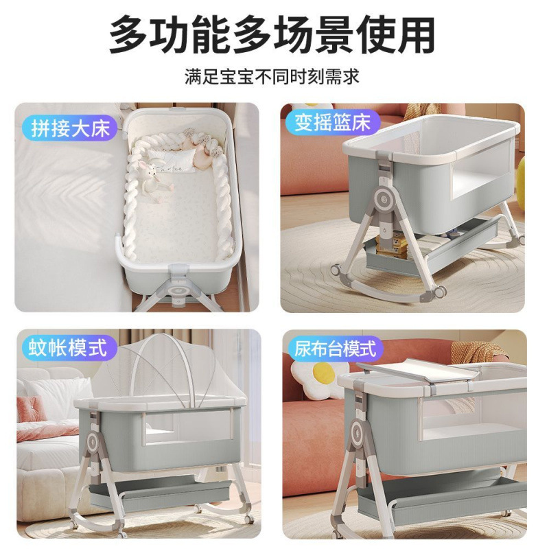 Crib Multifunctional Splicing Large Bed Foldable Removable Portable Crib Cradle European Style Baby Bed