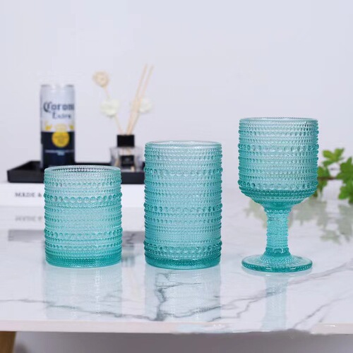 Bead point series glass water cup, tall cup, living room simple ins air-cooled drink cup, juice milk tea cup, retro wine set