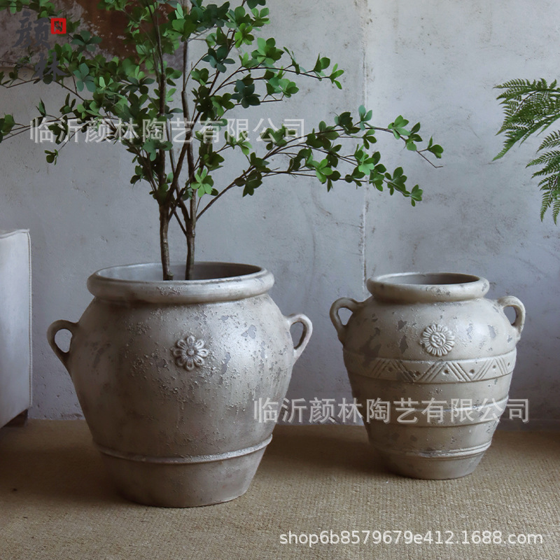 vasijas de cerámica europea antiguo maceta de cerámica roja jardín al aire libre maceta verde jardín de estilo romano jardín paisaje decoración maceta de cerámica grande
