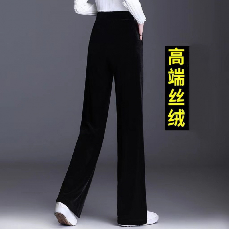 窄版金丝绒阔腿裤女春秋2025年新款高腰显瘦休闲大码百搭女裤爆款|undefined