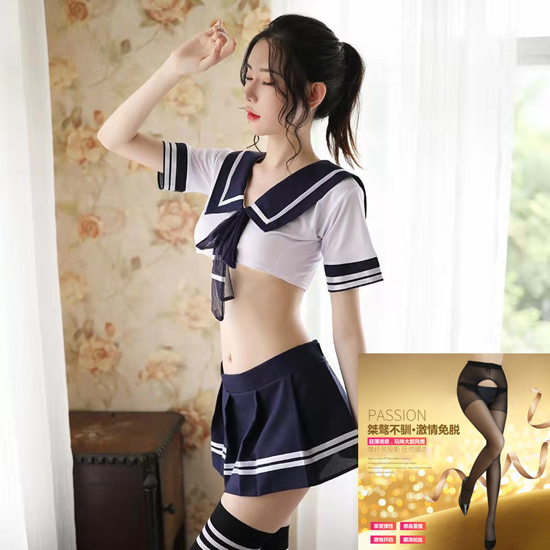 Cama uniforme de mucama seductora sexy mini falda marinero JK estudiante ropa interior coqueta traje caliente divertido