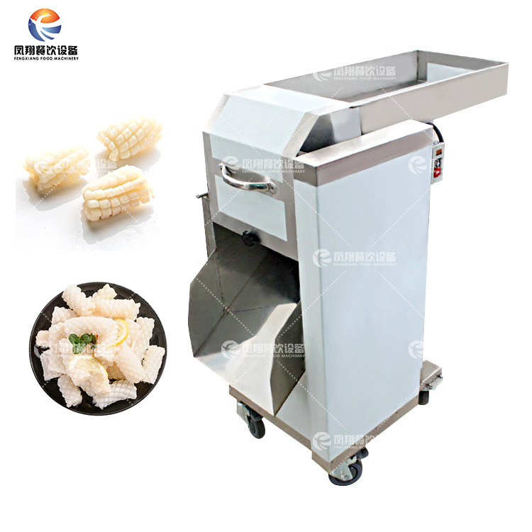 厂家直供 自动鱿鱼切花机 商用鲜鱿鱼卷花机 鱿鱼卷鱿鱼压花纹机