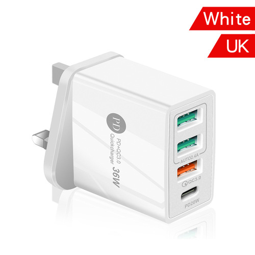 PD36W+3USB2.4A Dual USB Fast Charging Phone Charger Multi-port Adapter with Light Charger Head Travel Charger