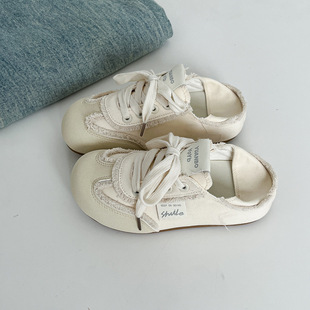 Cream White College Style Casual All-match White Shoes 2025 Summer Women's Two-wear Niche Sneakers Women's Far Wave 2219