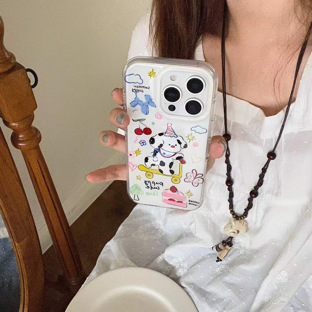 Graffiti lindo cereza patineta cachorro para iphone16ProMax/15 funda para teléfono 13 Apple 14 hembra 15P