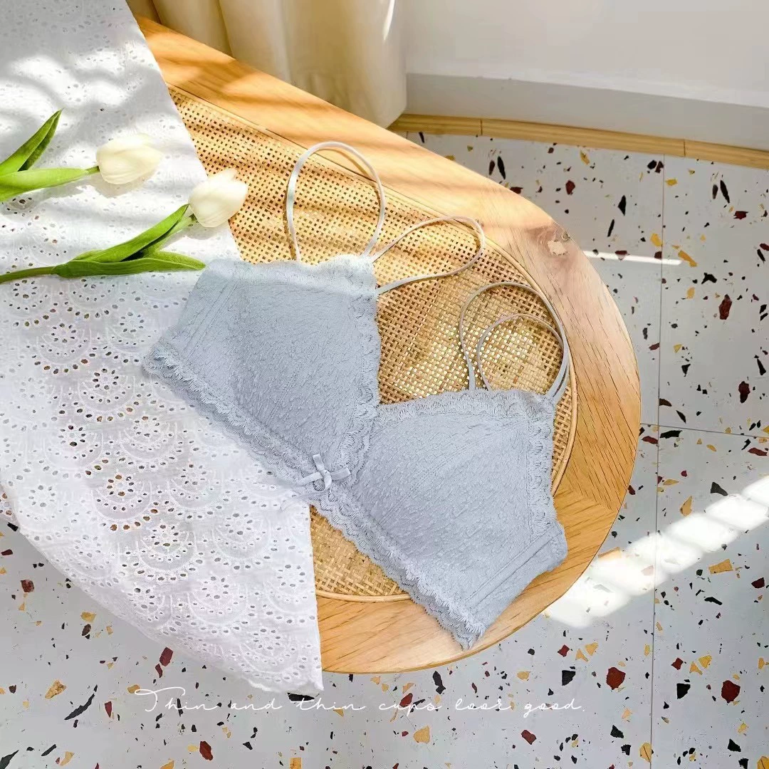 Бесшовный пуш‑ап комплект (японский тонкий кружевной), на бретелях, размеры 70AB–85AB