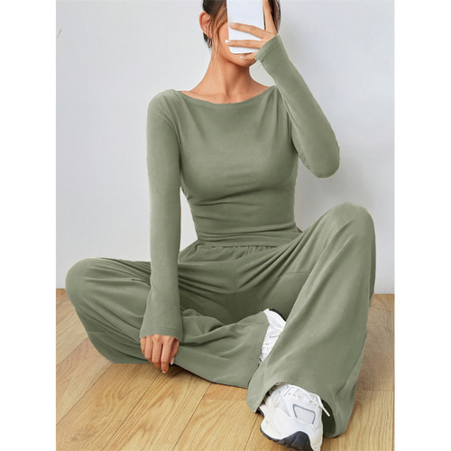 Amazon Bestseller Loose Women Wide Leg Pants Two-Piece Set Soft and Chewy Style Set, Fashionable Irregular Design