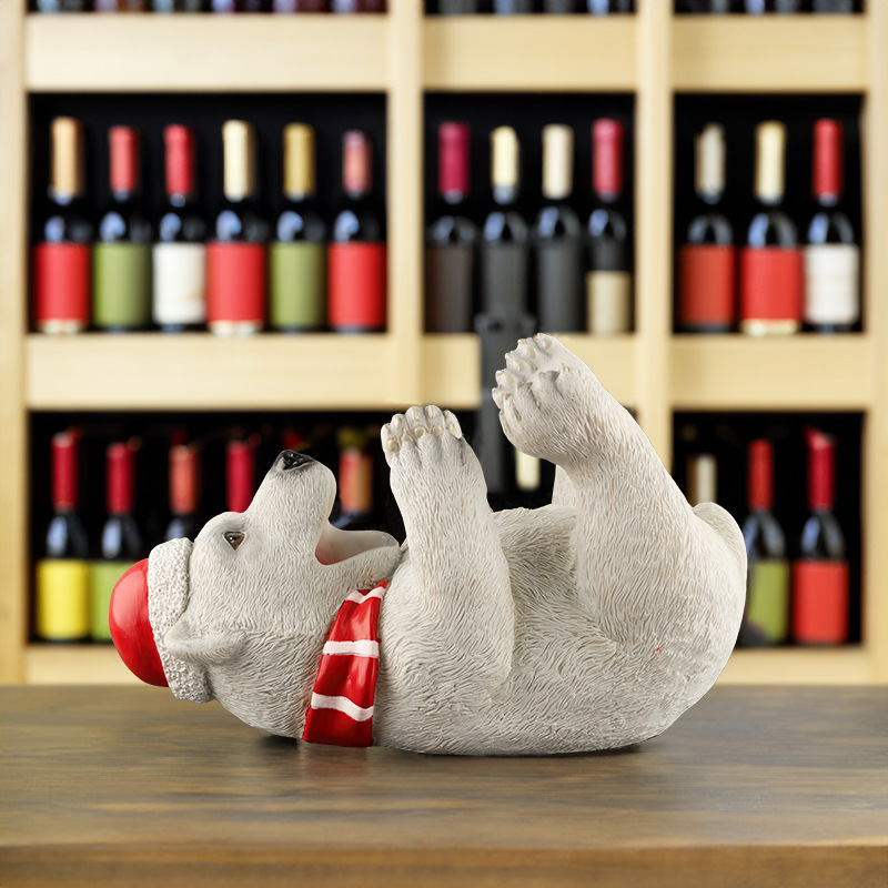  new creative Nordic Christmas Snowman bear resin wine rack decoration living room dining table wine cabinet decoration