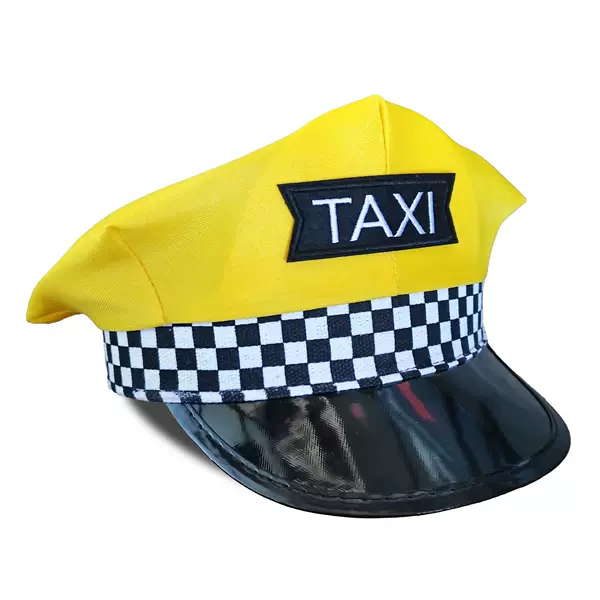 Cross-Border Carnival Halloween Hat with Embroidered Word Taxi, Taxi Driver Big-Brimmed Hat, Role-Playing Party Adult Hat