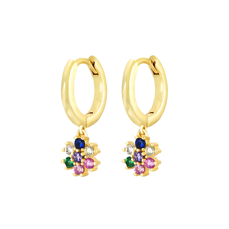 3g Weight Copper Ear Needle Material Zircon Inlay Material Drop Earrings Classification 1 Pair Quantity Holiday, Daily Occasion Copper Material Flower Pattern Women's Gender Inlay Design Simple Style, Classic Style Style 1 Pair Simple Style Classic Style Flower Inlay Copper Zircon Drop Earrings 2