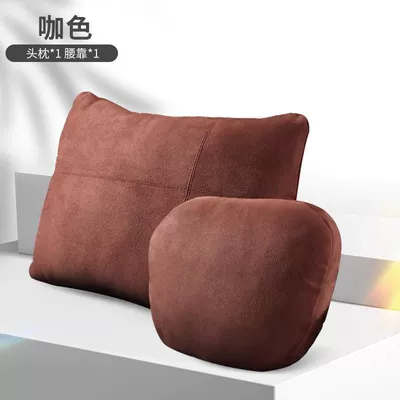Suitable for integrated seat headrest Headrest - integrated-perforated-seat-with-double-straps-headrest-lumbar-support-suede-black