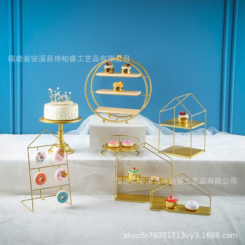 Fiesta de postre de hierro forjado europeo decoración de mesa de postre pastel bandeja de comida fría de té de la tarde refrigerio estante de pastel