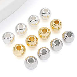 铜镀金色白金厚银保色实心无缝铜珠间隔珠吊坠挂件diy饰品配件