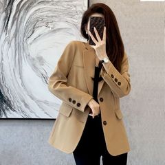 2025年春秋季新款小西装外套女爆款气质休闲修身显瘦卡其色外套