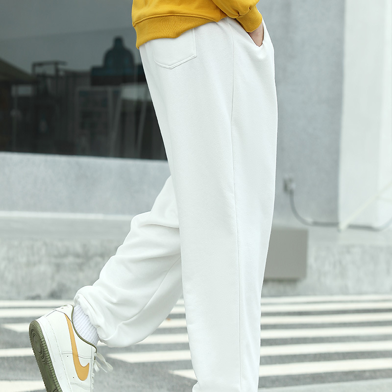 300克 寬鬆抽繩鬆緊寬鬆毛圈腰部運動長褲秋季純色拼色印花可定製