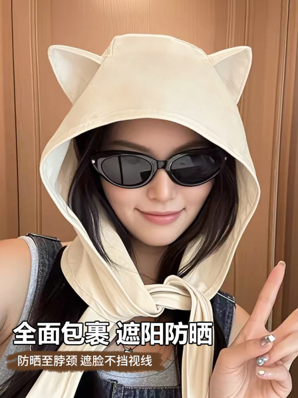 帽子 レディース 夏旅行 速乾 薄手 つば帽子 和風 かわいい耳 日よけ 日焼け止め 漁師プルオーバー帽子|undefined