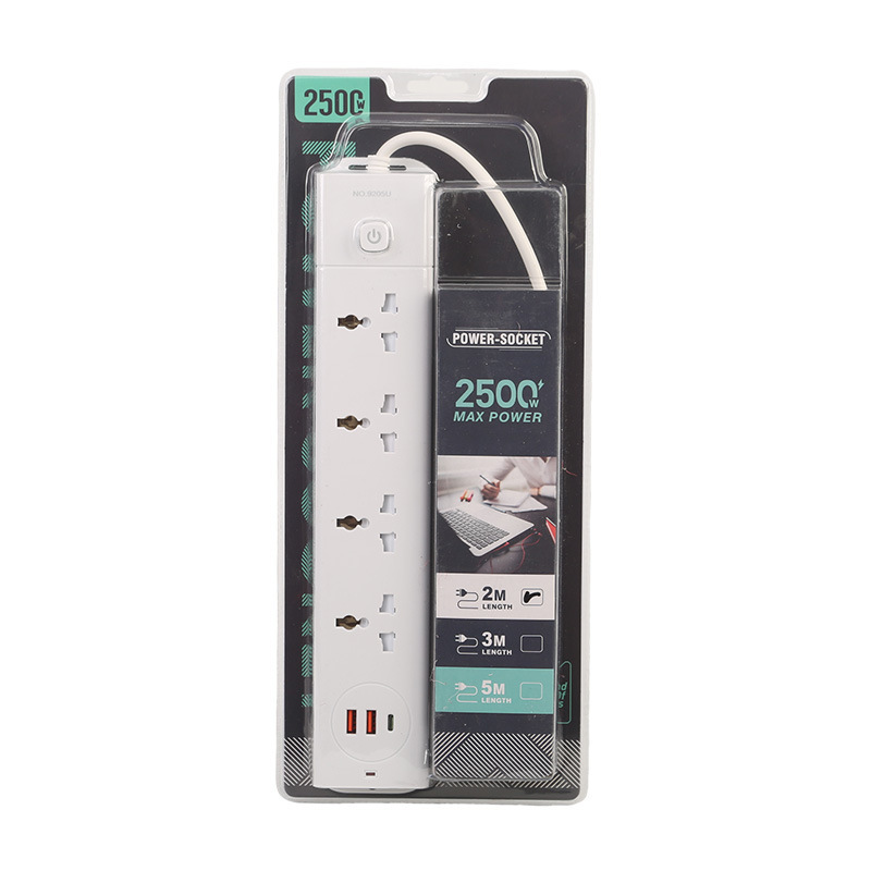 Tarjeta de absorción de cañón doble de alta frecuencia 2USB + 1PD estándar británico estándar europeo estándar americano bolsas neutras blancas y negras Arabia Saudita Dubai