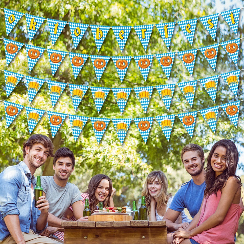 Oktoberfest de octubre decoración de fiesta banderín bandera de tracción decoración de vacaciones diseño al aire libre bandera de tracción
