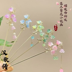 鈴蘭花髮飾流蘇髮簪女夏天中式古風盤髮簪子步搖旗袍漢服髮釵頭飾