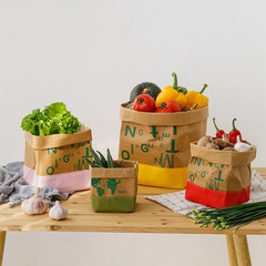 Vintage Trendy Instagram-Style Water-Resistant Vegetable Paper Bag with Double-Color Washable Kraft Paper for Flower Pots and Bathrooms