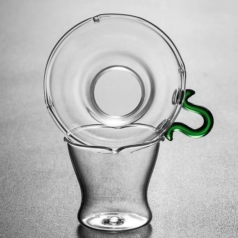 Filtro de té de vidrio transparente de alta borosilicona grueso resistente al calor de acero inoxidable para el hogar de bambú y madera accesorios de filtro de kung fu
