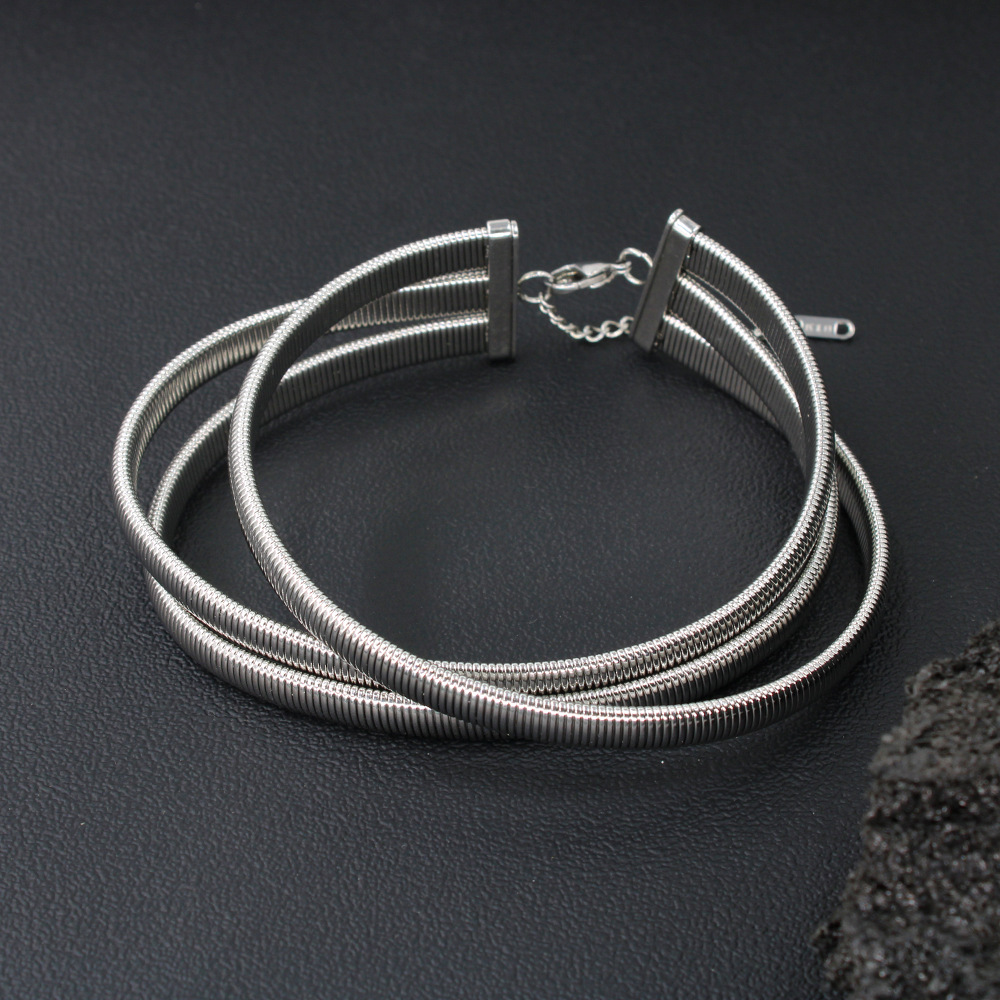 67g Weight 0.03µm Gold Plating Thickness PVD Coated Gold Plating Process 18K Real Gold Plated Plating Material PVD Coated 18K Gold Real Gold Plated Round Solid Color Stainless Steel Punk Waterproof Non Tarnish 304 Stainless Steel Choker