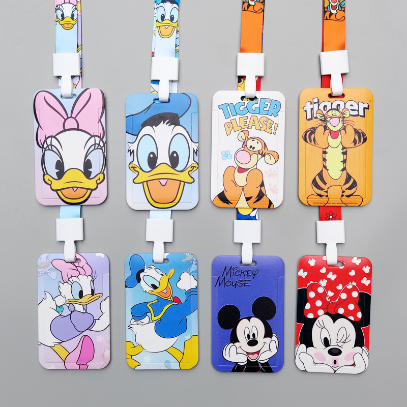 可爱ins风卡通公交卡套带脖挂绳子学生饭卡钥匙扣dsn米妮米奇