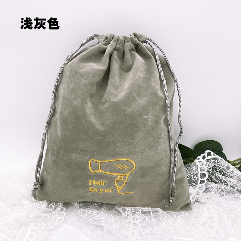 En stock venta al por mayor Hotel especial secador de pelo bolsa cordón hogar secador de pelo bolsa de polvo bordado secador de pelo bolsa de tela