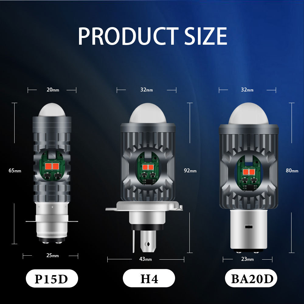 Cross-Border Motorcycle Modified Headlight Ba20D H4 P15D White-Yellow High and Low Beam Red-Blue Warning Fisheye Spotlight