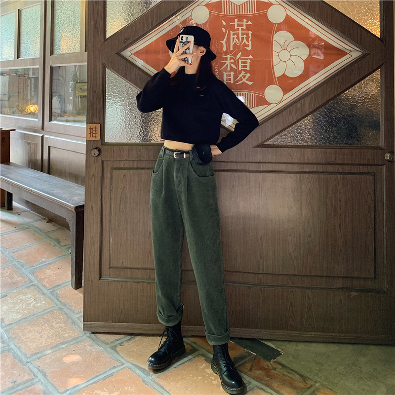 Real Shots At A Real Price~Explosive Models All-match Slimming Loose Corduroy Casual Wide-leg Trousers