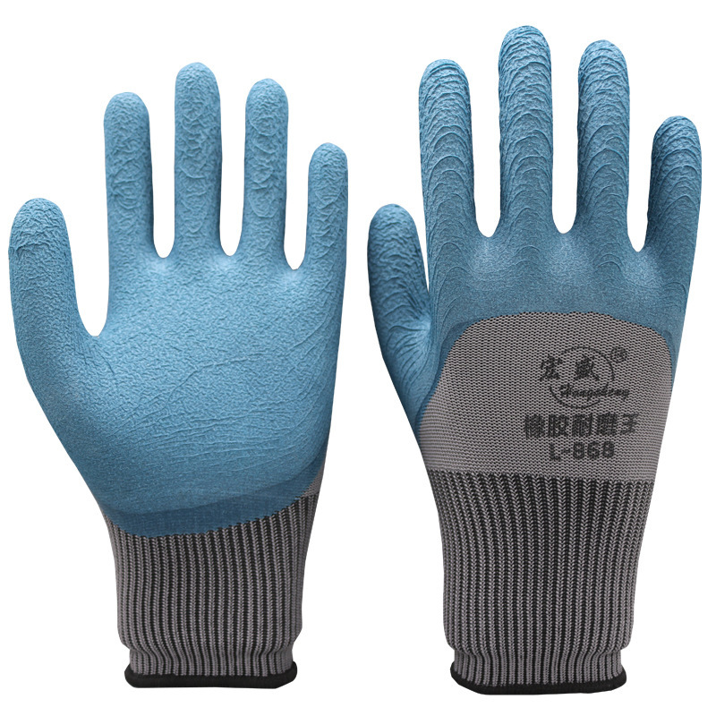 [Personalizado] Guantes de seguro laboral, neumáticos, guantes de espuma de látex de goma, sumergidos resistentes al desgaste, antideslizantes, trabajo en el sitio de construcción, seguro laboral