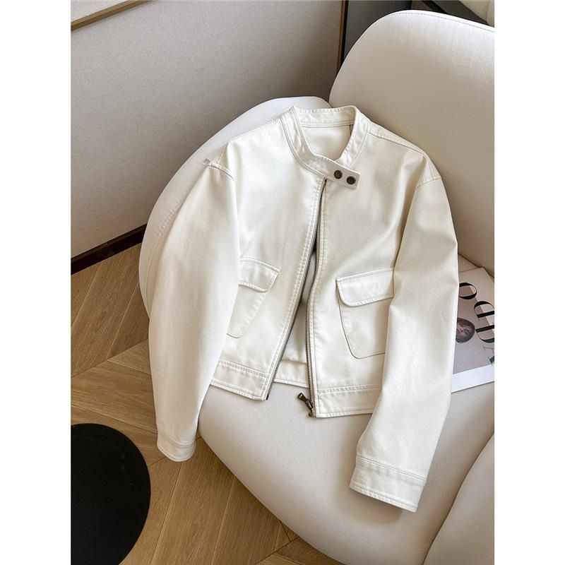 Korean Style Versatile Casual Short Leather Motorcycle Jacket for Women, New Autumn Vintage Trendy Jacket Korean Style Versatile Casual Short Leather Motorcycle Jacket for Women, New Autumn Vintage Trendy Jacket