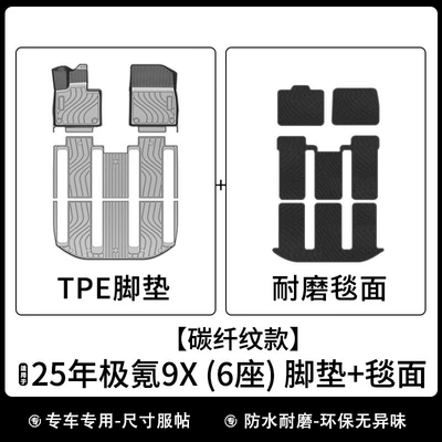 Universal Foot Pad, Car Floor Mats, Tpe Eco-Friendly Trunk - carbon-fiber-pattern-model-25-pole-krypton-9x-6-seats-floor-mats-carpet-surface