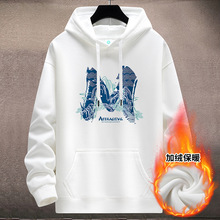 秋装新款圆领加绒卫衣男青少年宽松大码国潮情侣学生长袖潮流男装