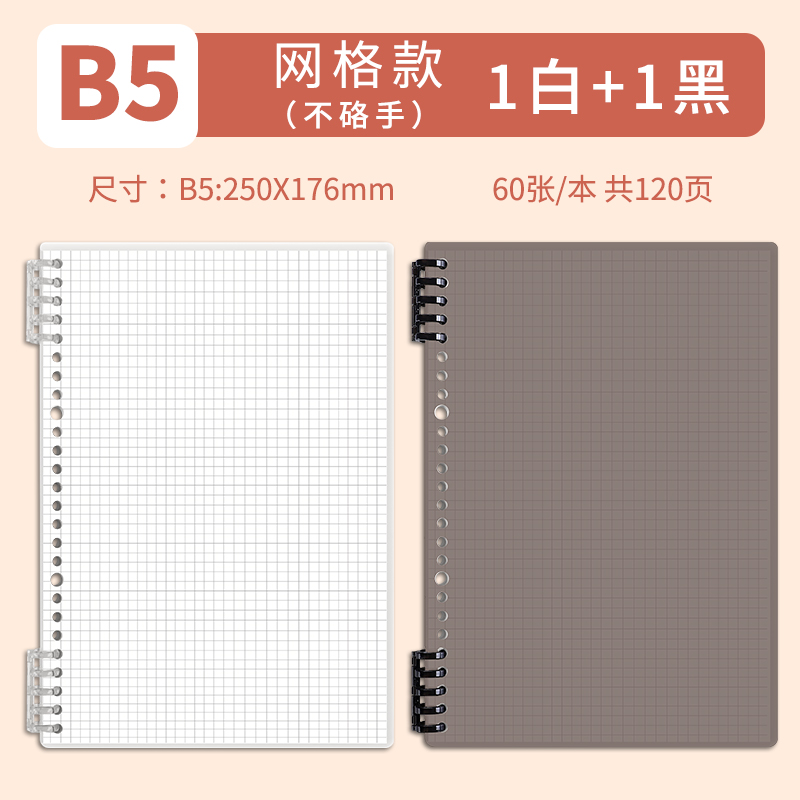 B5 • Black & White • Grid • 2 books