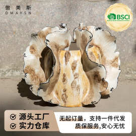 手绘蝴蝶陶瓷花瓶傲美斯Omaysn跨境创意陶瓷摆件家居客厅装饰品
