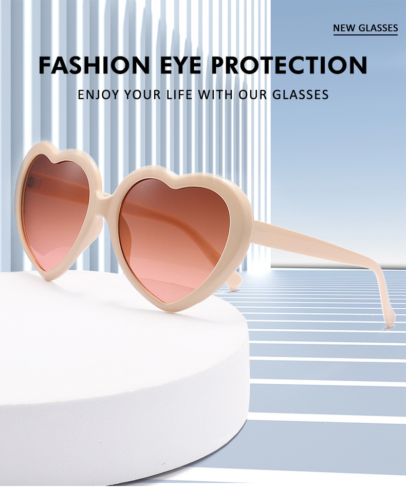 45g Weight Full Frame Glasses Structure Cute Sweet Simple Style Heart Shape PC UV400 Protection Heart Shape Full Frame Women's Sunglasses