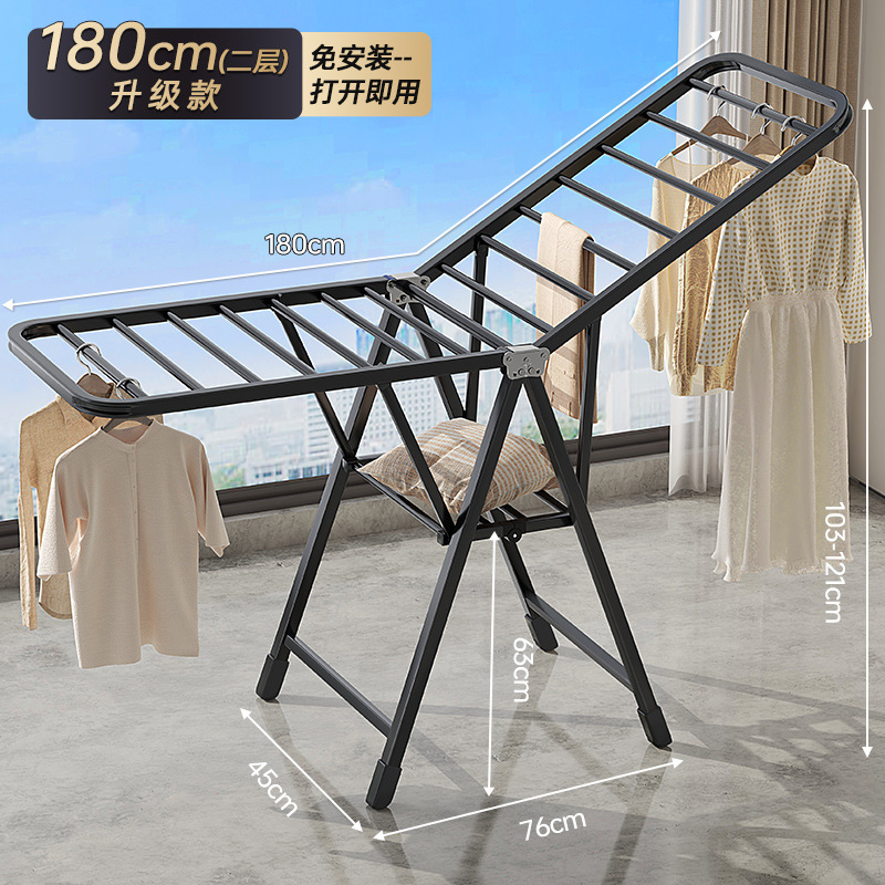 Hoja de piso percha de secado de ropa para dormitorio balcón percha de secado de ropa para bebés interior plegable telescópico percha de ropa