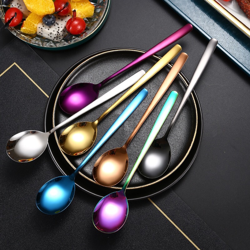 304 stainless steel Korean style spoon thickened soup spoon long handle spoon Six gift box gift set wholesale printable LOGO