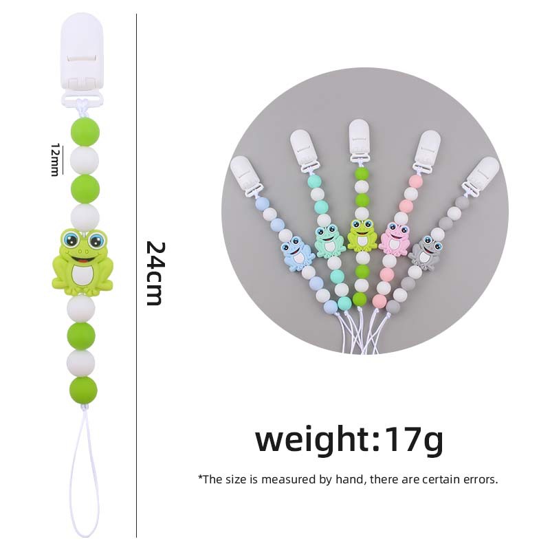 Nuevo bebé suministros chupete cadena bebé creativo dibujos animados animal Rana silicona mordedura pegamento anti-gota cadena