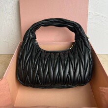 外贸新款Hobo褶皱包腋下包月牙手提包Barbie手拎斜挎包小羊皮女包