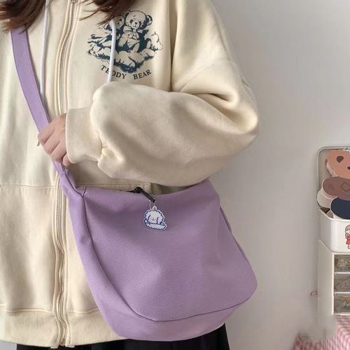  Autumn/Winter New Daily Wear Matching Candy Color Women's Single Shoulder Bag Student Daily Canvas Dumpling Cross Body Bag